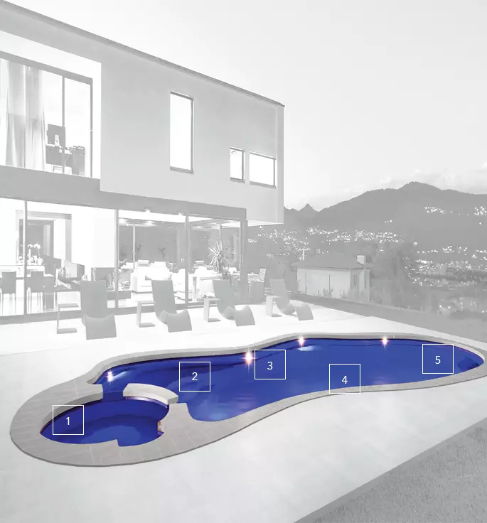 The Serene fiberglass pool's range of features